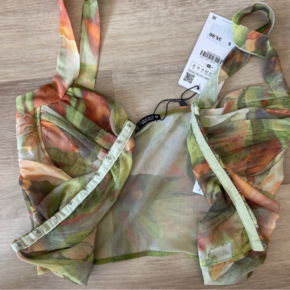 ZARA CORSET FLORAL TOPS BUNDLE SIZE M - Picture 4 of 12